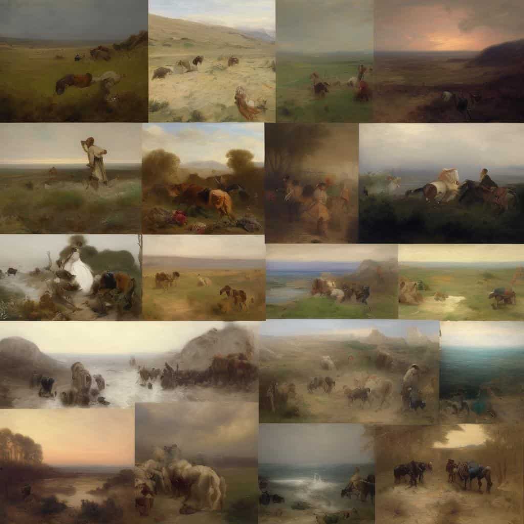 Παραδοσιακοί καλλιτέχνες που επηρέασαν την τέχνη, έργα εμπνευσμένα από τη φύση και την ανθρώπινη ζωή, με έμφαση στα τοπία και τοπιογραφίες.